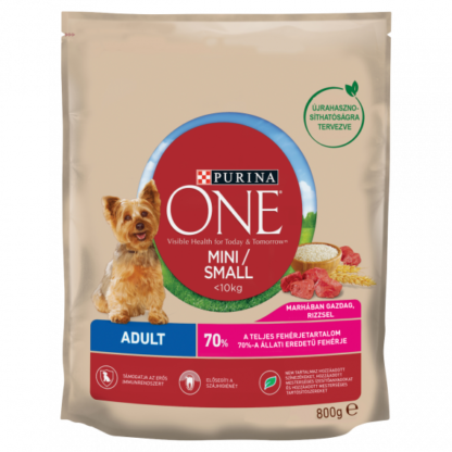 ONE MINI ADULT Marhában gazdag száraz kutyaeledel 800g