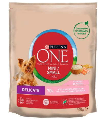 ONE MINI DELICATE Lazaccal és rizzsel száraz kutyaeledel 800g